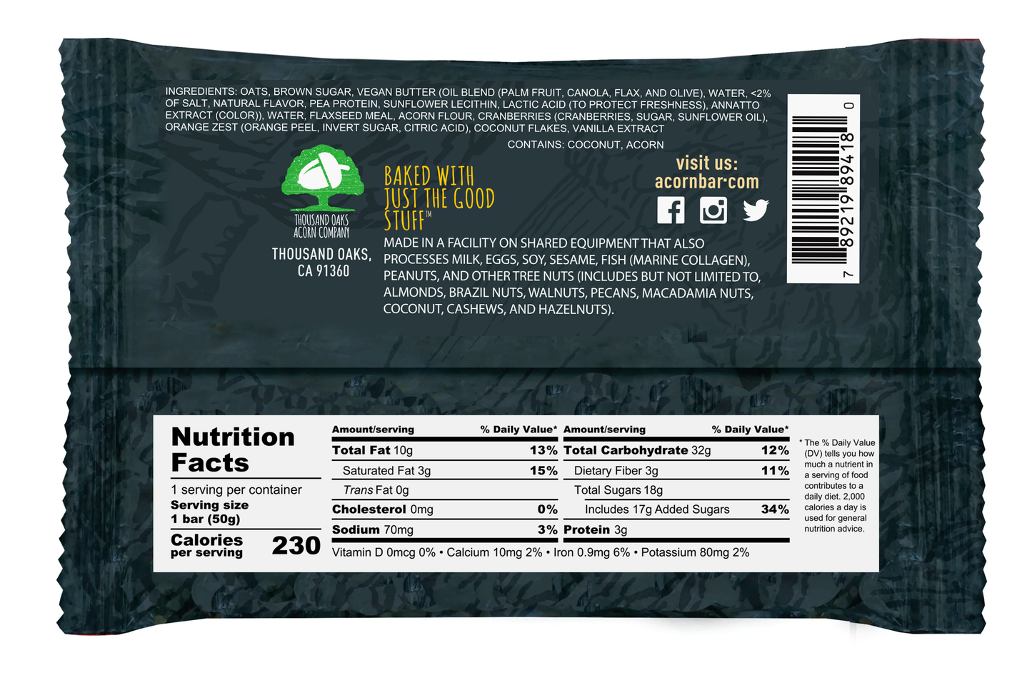 AcornBar - Purely Vegan, Dairy-Free & Gluten-Free Gourmet Snack Bars